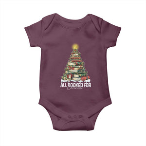All Booked For Christmas Baby Onesie Xmas Tree Lights Book Lover TS11 Maroon Print Your Wear