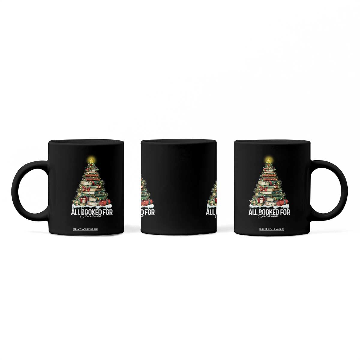 All Booked For Christmas Coffee Mug Xmas Tree Lights Book Lover TS11 Print Your Wear
