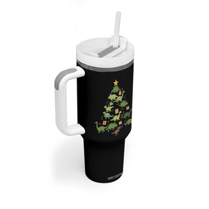 Funny Christmas Dinosaur Tumbler With Handle Dino Xmas Tree Rex Paleontologist TS11 Print Your Wear