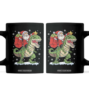 Funny Dinosaur Christmas Santa Claus Riding Dino Coffee Mug TS11 Black Print Your Wear
