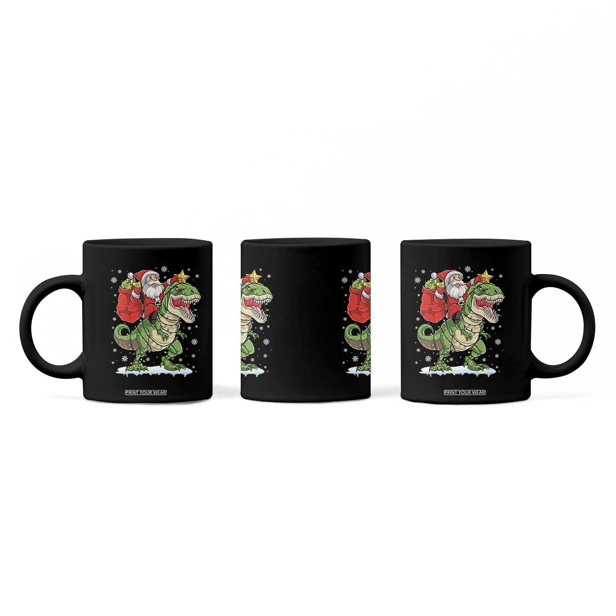 Funny Dinosaur Christmas Santa Claus Riding Dino Coffee Mug TS11 Print Your Wear