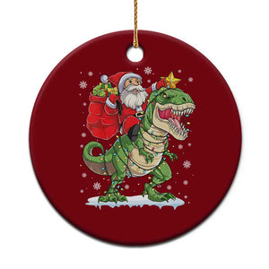 Funny Dinosaur Christmas Santa Claus Riding Dino Ceramic Ornament TS11 1pc Red Print Your Wear