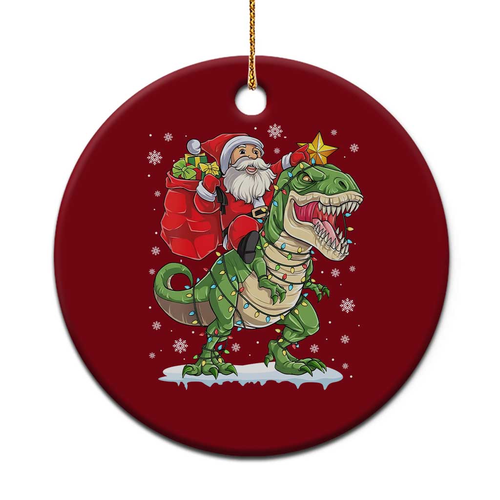 Funny Dinosaur Christmas Santa Claus Riding Dino Ceramic Ornament TS11 1pc Red Print Your Wear