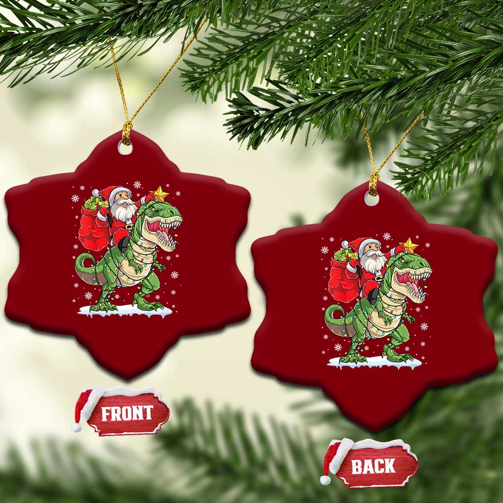 Funny Dinosaur Christmas Santa Claus Riding Dino Ceramic Ornament TS11 Print Your Wear