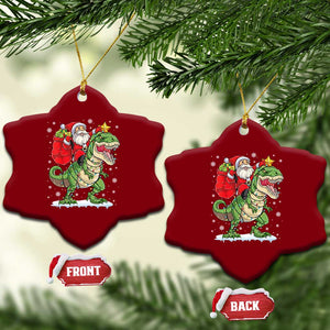 Funny Dinosaur Christmas Santa Claus Riding Dino Ceramic Ornament TS11 Print Your Wear