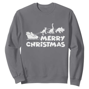 Funny Xmas Dinosaur Sweatshirt Merry Christmas Dino Santa's Sleigh TS11 Charcoal Print Your Wear