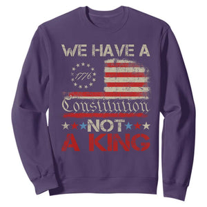 We Have A Constitution Not A King Sweatshirt No Kings in America Betsy Ross Flag TS11 Purple Print Your Wear
