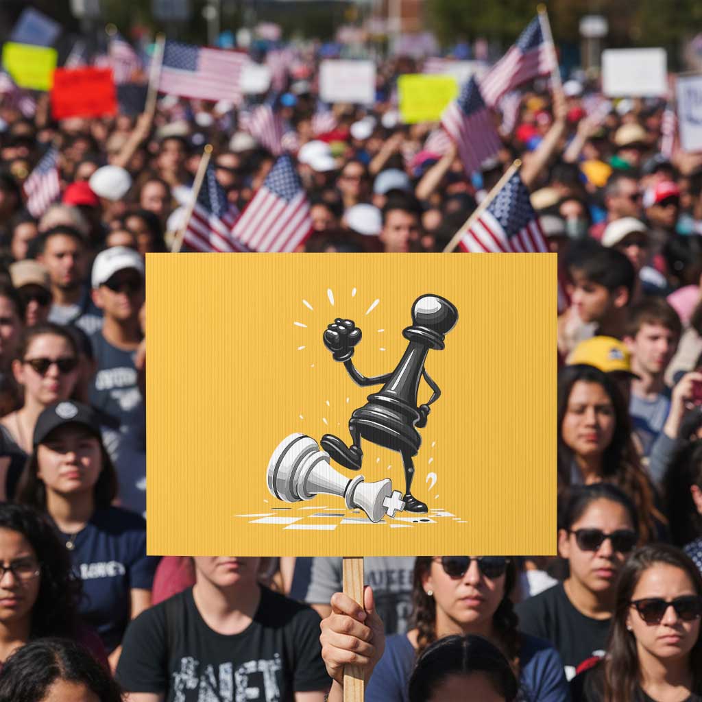 No Kings Protest Sign America Protest Chess Rejecting Kings TS11 Horizontal 18