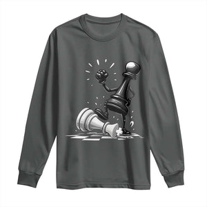 No Kings Long Sleeve Shirt America Protest Chess Rejecting Kings TS11 Dark Heather Print Your Wear