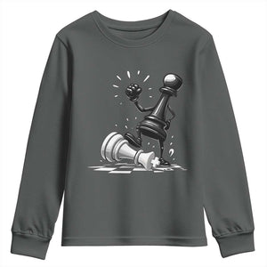 No Kings Youth Sweatshirt America Protest Chess Rejecting Kings TS11 Dark Heather Print Your Wear
