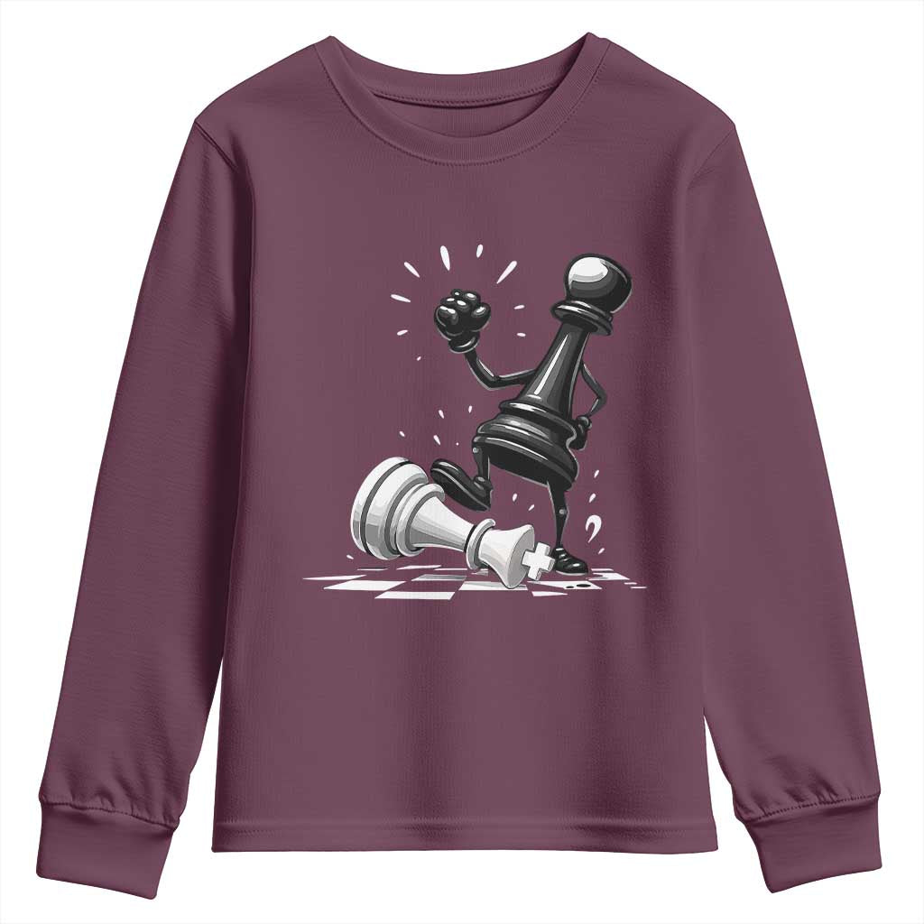 No Kings Youth Sweatshirt America Protest Chess Rejecting Kings TS11 Maroon Print Your Wear