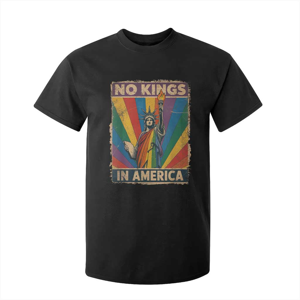 Funny No Kings In America LGBT T Shirt For Kid Retro Statue Of Liberty TS11 Black Print Your Wear