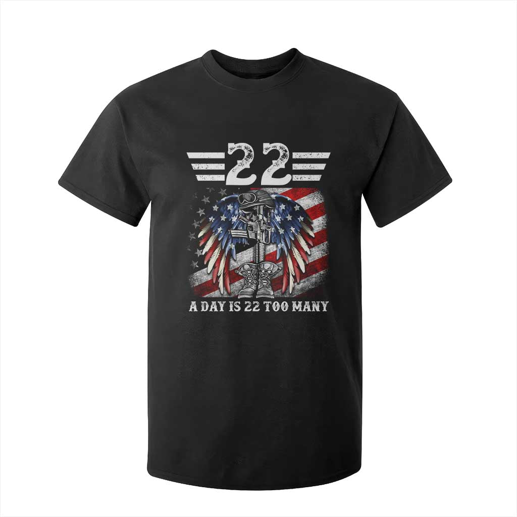 Veteran Suicide Awareness T Shirt For Kid 22 A Day Is 22 Too Many Vintage American Flag TS11 Black Print Your Wear