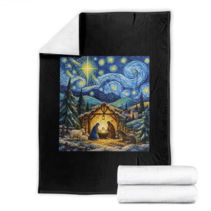 Christmas Nativity Scene Starry Night Catholic Christian Bethlehem Star Throw Blanket