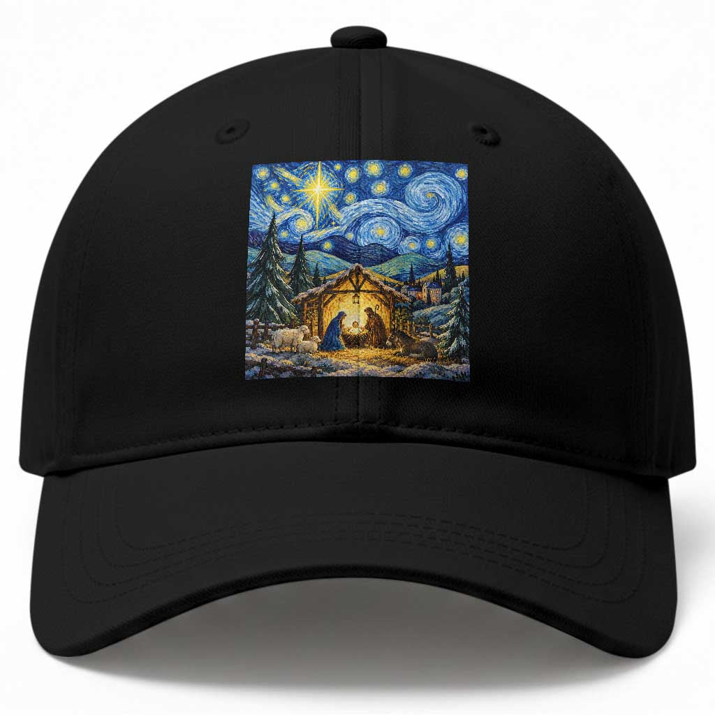 Christmas Nativity Scene Starry Night Catholic Christian Bethlehem Star Baseball Cap