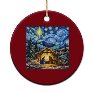 Christmas Nativity Scene Starry Night Catholic Christian Bethlehem Star Ceramic Ornament