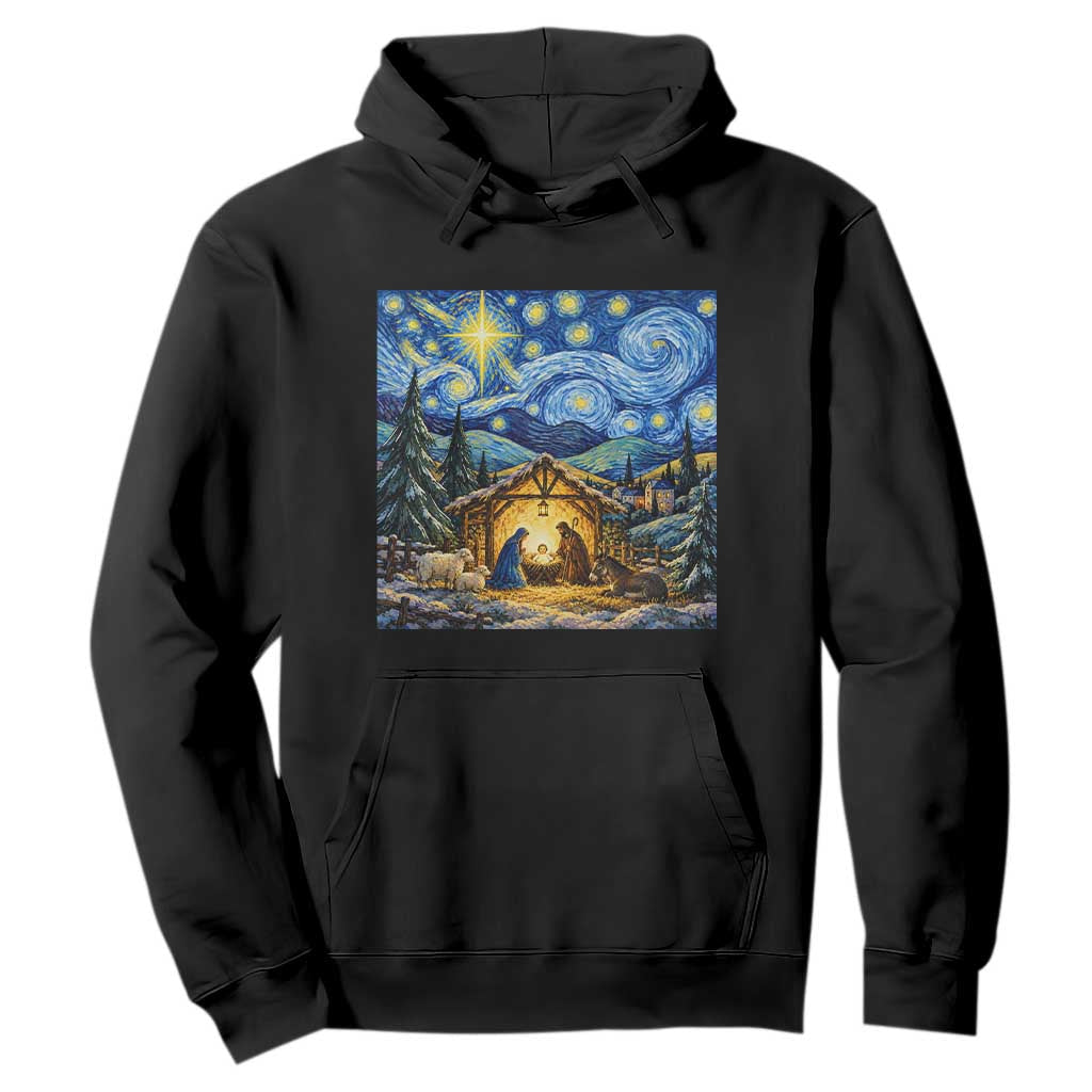 Christmas Nativity Scene Starry Night Catholic Christian Bethlehem Star Hoodie