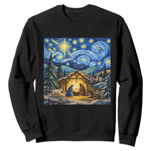 Christmas Nativity Scene Starry Night Catholic Christian Bethlehem Star Sweatshirt