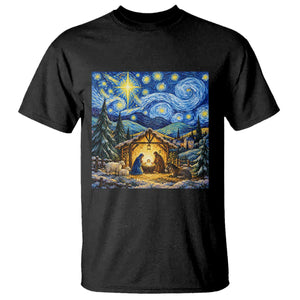 Christmas Nativity Scene Starry Night Catholic Christian Bethlehem Star T Shirt