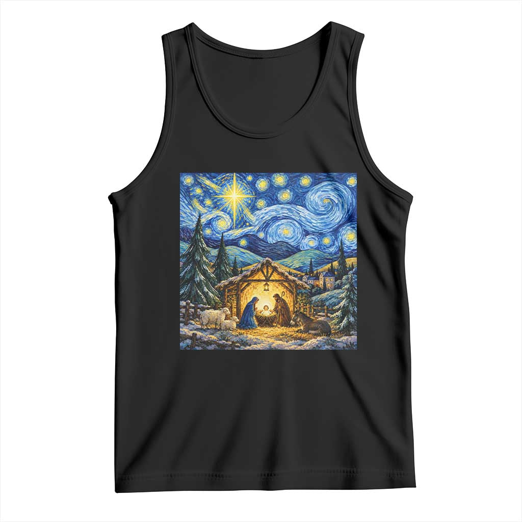 Christmas Nativity Scene Starry Night Catholic Christian Bethlehem Star Tank Top
