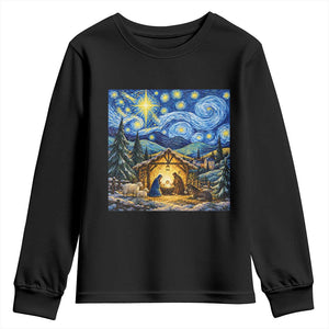 Christmas Nativity Scene Starry Night Catholic Christian Bethlehem Star Youth Sweatshirt