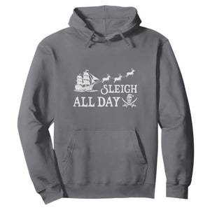 Funny Christmas Pirate Hoodie Sleigh All Day Pirate Skull Ship TS11 Charcoal Print Your Wear