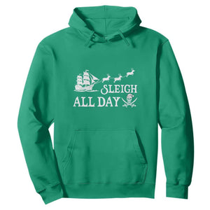 Funny Christmas Pirate Hoodie Sleigh All Day Pirate Skull Ship TS11 Irish Green Print Your Wear