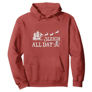 Funny Christmas Pirate Hoodie Sleigh All Day Pirate Skull Ship TS11 Red Print Your Wear