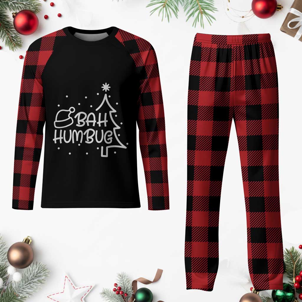 Funny Bah Humbug Xmas Plaid Pajama Set Santa Hat Xmas Tree TS11 Buffalo Plaid Print Your Wear