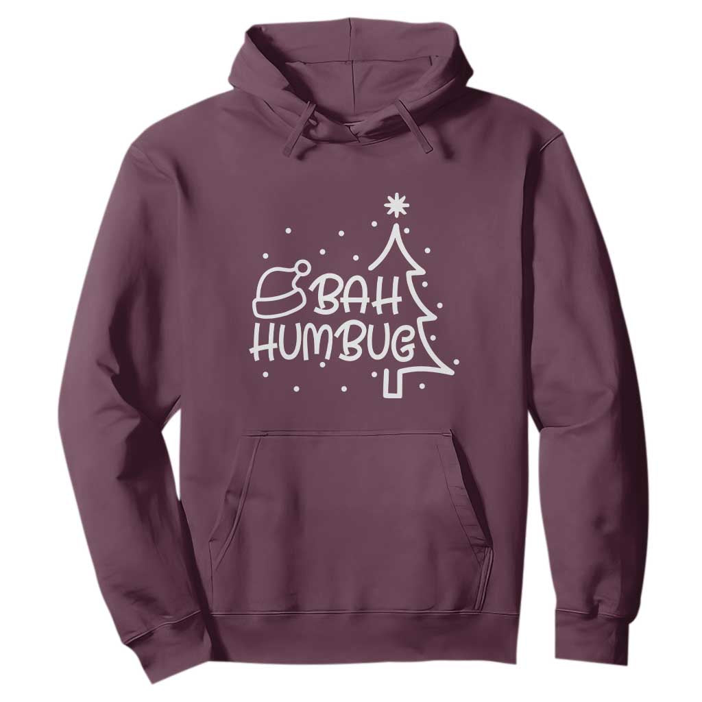 Funny Bah Humbug Christmas Hoodie Santa Hat Xmas Tree TS11 Maroon Print Your Wear