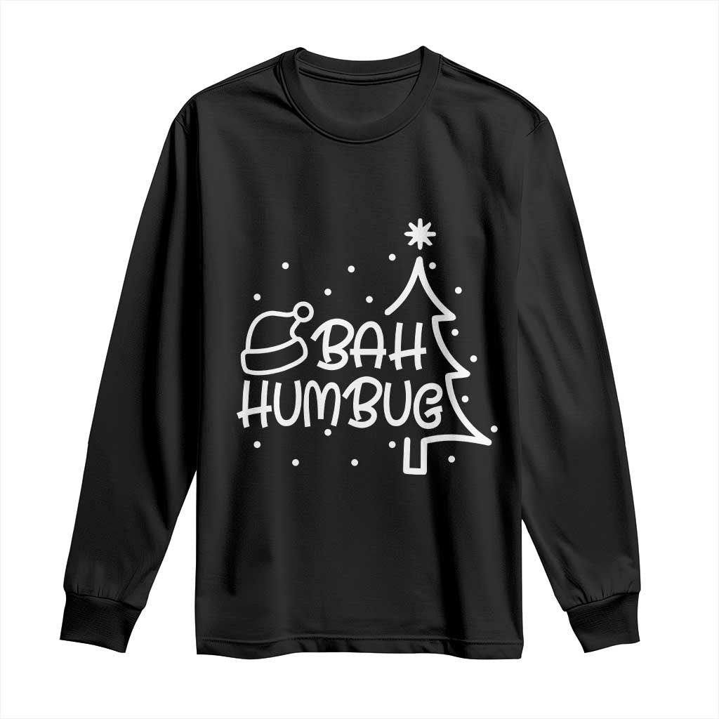 Funny Bah Humbug Christmas Long Sleeve Shirt Santa Hat Xmas Tree TS11 Black Print Your Wear