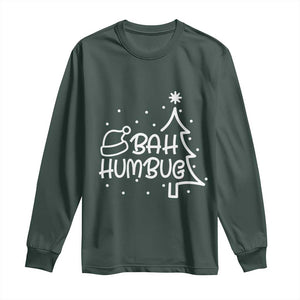 Funny Bah Humbug Christmas Long Sleeve Shirt Santa Hat Xmas Tree TS11 Dark Forest Green Print Your Wear