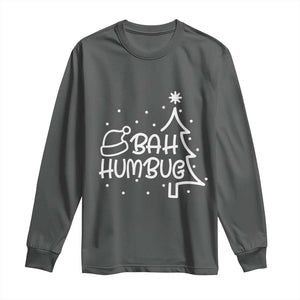 Funny Bah Humbug Christmas Long Sleeve Shirt Santa Hat Xmas Tree TS11 Dark Heather Print Your Wear