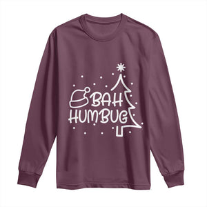 Funny Bah Humbug Christmas Long Sleeve Shirt Santa Hat Xmas Tree TS11 Maroon Print Your Wear