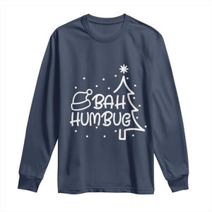 Funny Bah Humbug Christmas Long Sleeve Shirt Santa Hat Xmas Tree TS11 Navy Print Your Wear