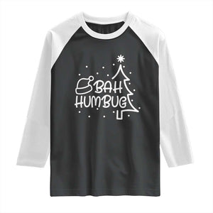 Funny Bah Humbug Christmas Raglan Shirt Santa Hat Xmas Tree TS11 Black White Print Your Wear