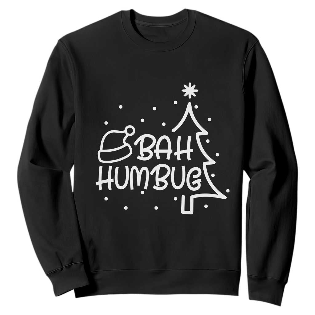 Funny Bah Humbug Christmas Sweatshirt Santa Hat Xmas Tree TS11 Black Print Your Wear