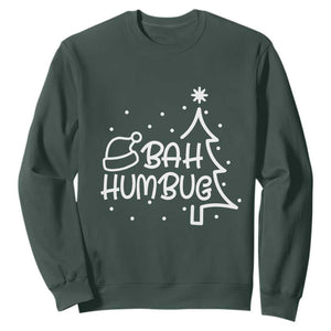 Funny Bah Humbug Christmas Sweatshirt Santa Hat Xmas Tree TS11 Dark Forest Green Print Your Wear