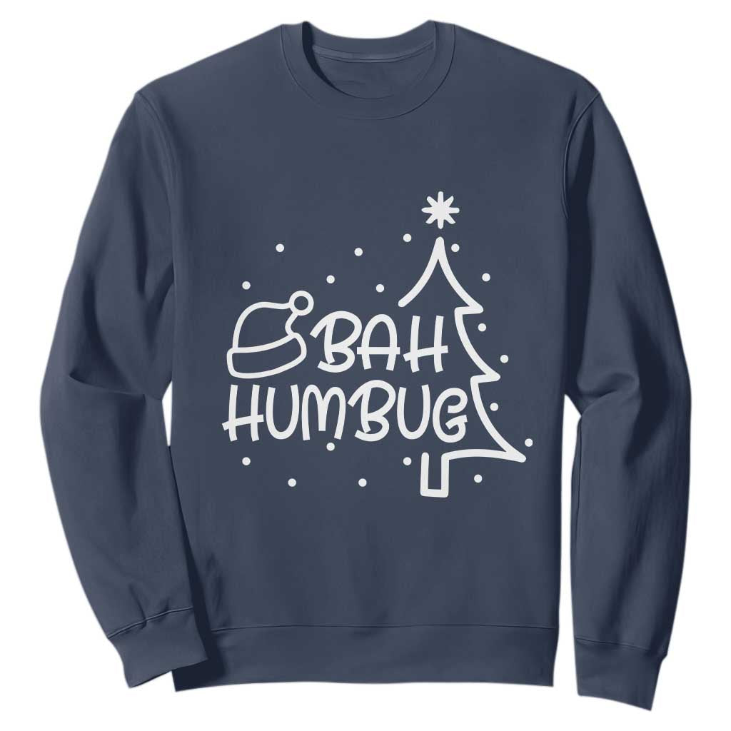 Funny Bah Humbug Christmas Sweatshirt Santa Hat Xmas Tree TS11 Navy Print Your Wear