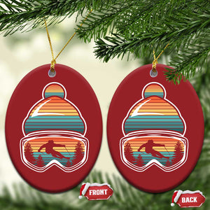 Skiing Mountain Retro Ski Goggles Winter Sport Christmas Ornament TS11 Oval Red Print Your Wear