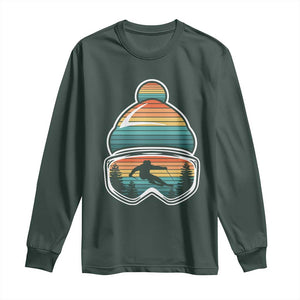 Skiing Mountain Retro Ski Goggles Winter Sport Long Sleeve Shirt TS11 Dark Forest Green Print Your Wear