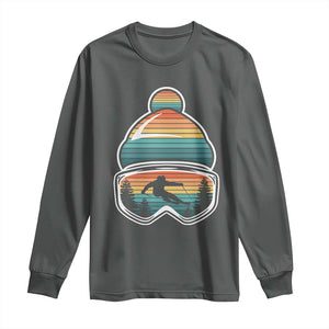 Skiing Mountain Retro Ski Goggles Winter Sport Long Sleeve Shirt TS11 Dark Heather Print Your Wear