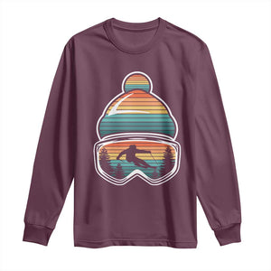 Skiing Mountain Retro Ski Goggles Winter Sport Long Sleeve Shirt TS11 Maroon Print Your Wear