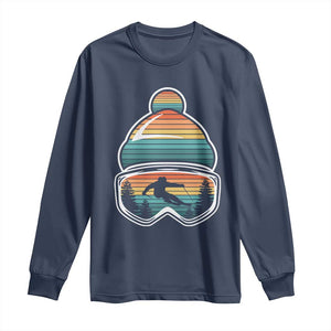 Skiing Mountain Retro Ski Goggles Winter Sport Long Sleeve Shirt TS11 Navy Print Your Wear