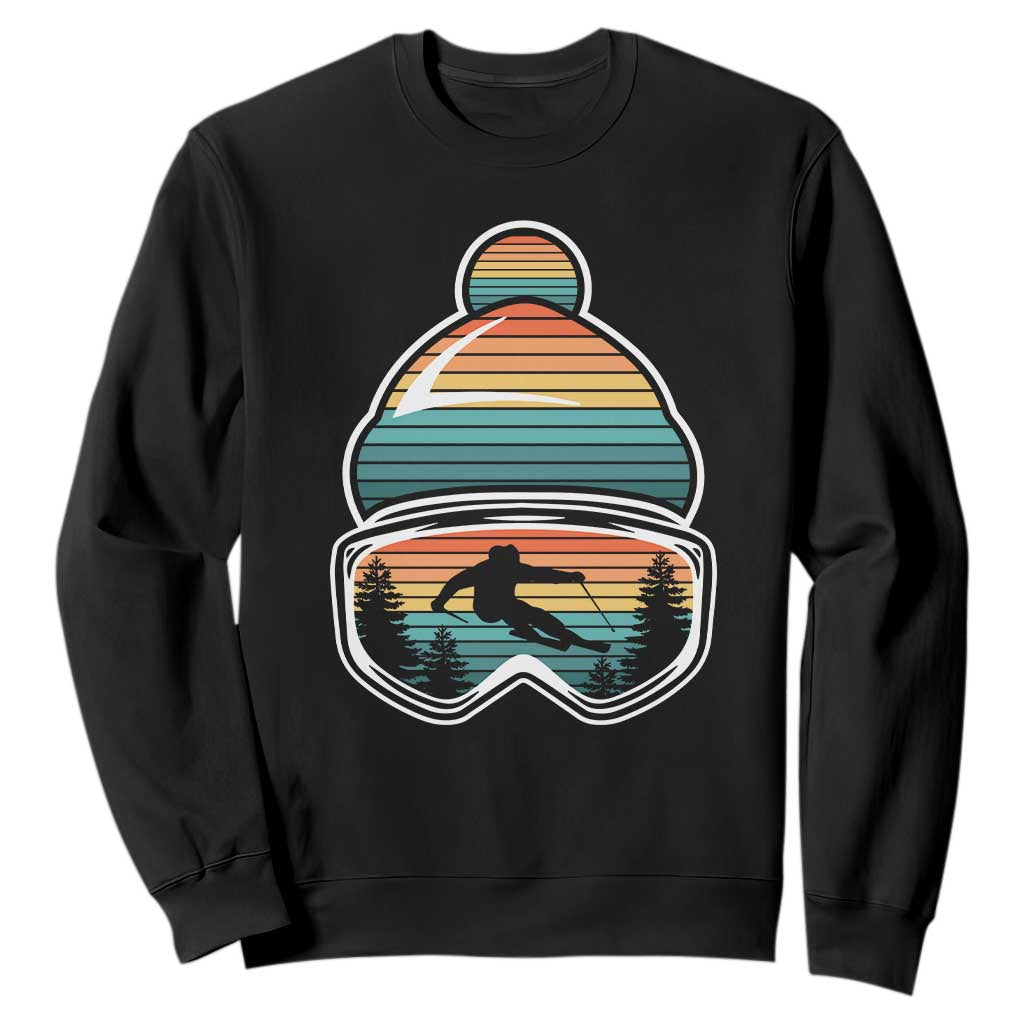 Skiing Mountain Retro Ski Goggles Winter Sport Sweatshirt TS11 Black Print Your Wear