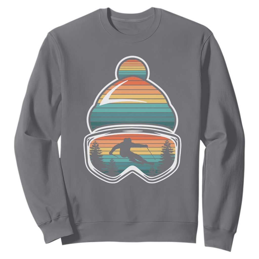 Skiing Mountain Retro Ski Goggles Winter Sport Sweatshirt TS11 Charcoal Print Your Wear