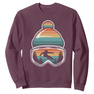 Skiing Mountain Retro Ski Goggles Winter Sport Sweatshirt TS11 Maroon Print Your Wear