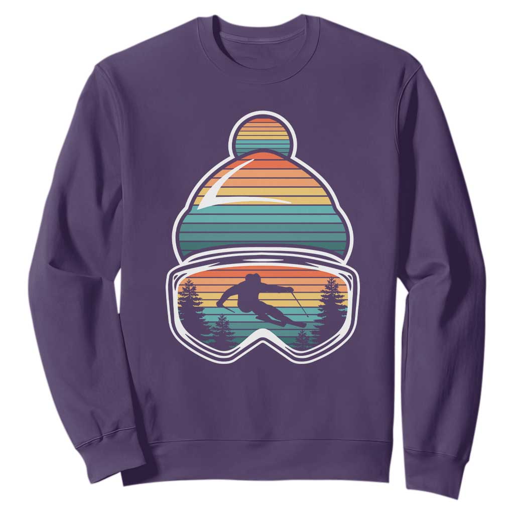 Skiing Mountain Retro Ski Goggles Winter Sport Sweatshirt TS11 Purple Print Your Wear