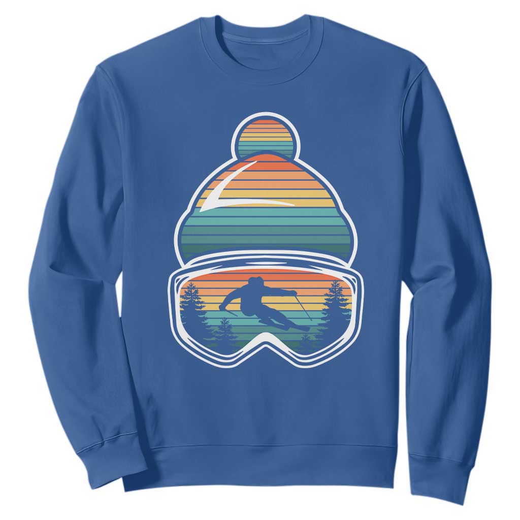 Skiing Mountain Retro Ski Goggles Winter Sport Sweatshirt TS11 Royal Blue Print Your Wear