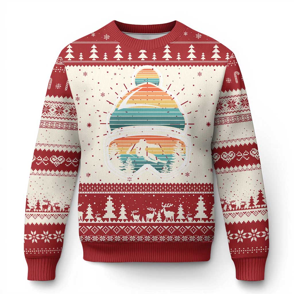 Skiing Mountain Retro Ski Goggles Winter Sport Ugly Christmas Sweater TS11 Red Print Your Wear
